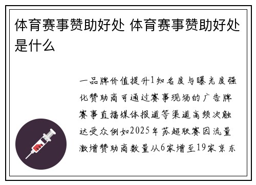 体育赛事赞助好处 体育赛事赞助好处是什么